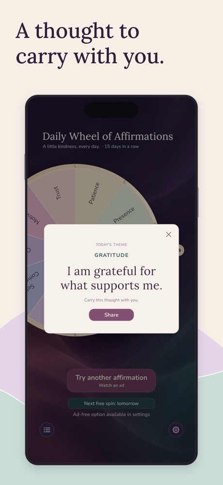 Today's affirmation: I am grateful for what supports me