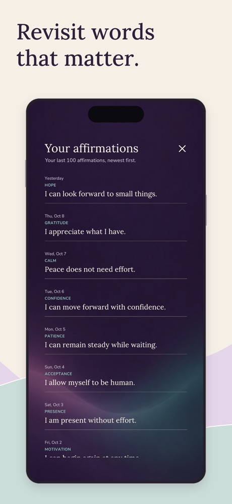 Your affirmation history, newest first
