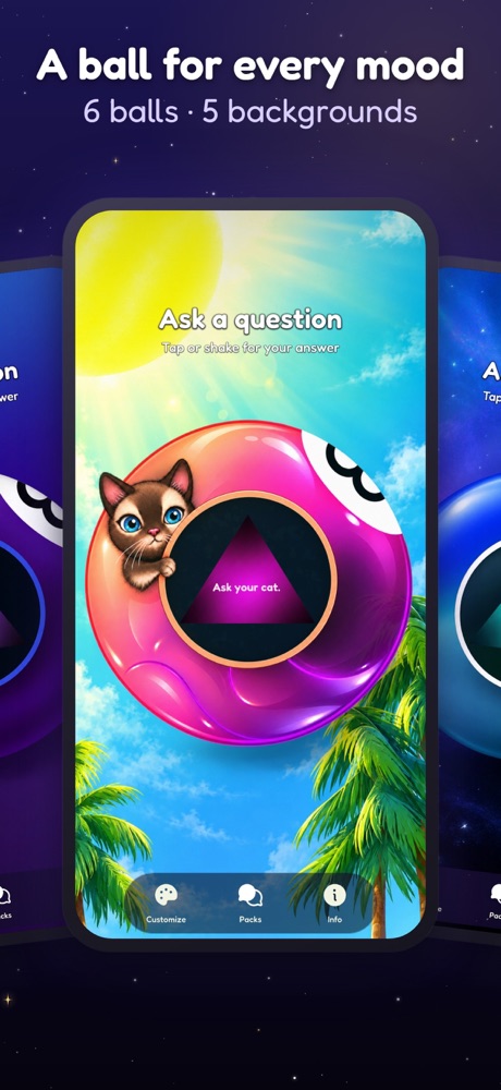 The cat ball on a tropical background, one of 6 ball styles